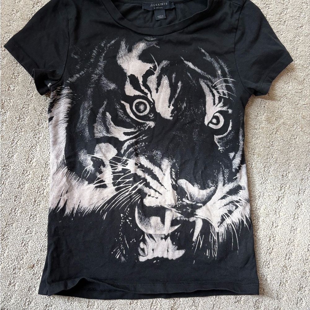 All Saints Black Tiger Graphic T-Shirt